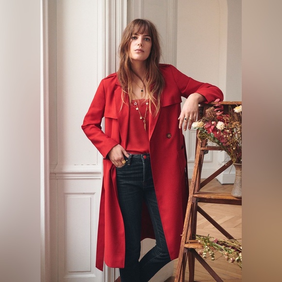 Sezane Jackets & Blazers - Sezane Oprah Trench Coat Rouge Carmin Poppy Red Size 38 US 6